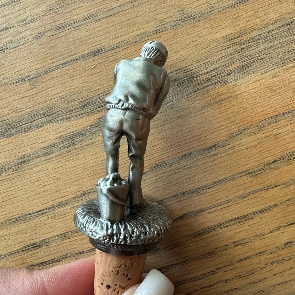 Vintage pewter bottle wine topper bar accessories‎ golf